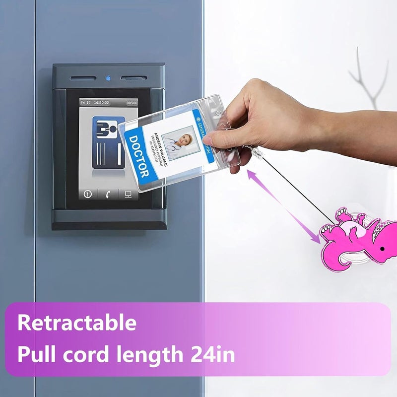 LEBEIGHT Pink Dinosaur Badge Reel Retractable for Nurse Nursing RN CNA LPN Medical Worker & Teacher, Cute T-Rex Dino Badge Clip, Pediatric Nurse ID Badge Holder with Alligator Clip & 24” Durable Nylon Cord - Image 5